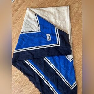 Yves Saint Laurent Blue and Cream Scarf